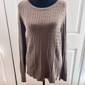Merona Long‎ Sleeve Cable knit Sweater Brown Large
